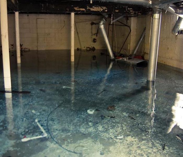 basement flooded with water