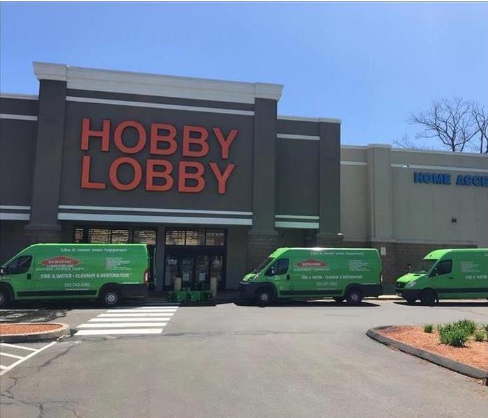 SERVPRO vans in front of a Hobby Lobby